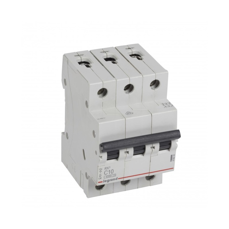 Legrand RX3 Miniature Circuit Breaker 3P 10A C curve 6000A