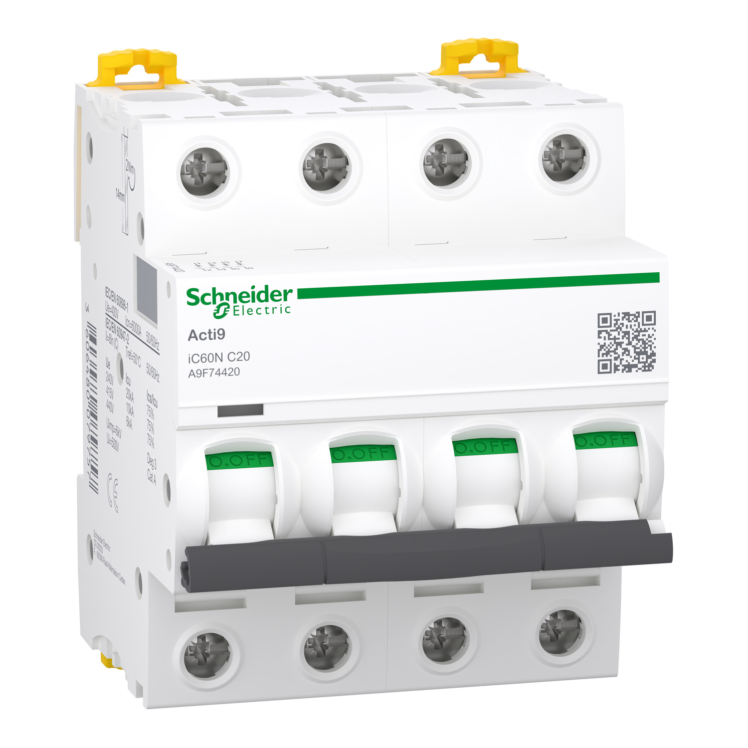 Miniature Circuit Breaker Schneider Electric Acti9 iC60N 4P 20A C 6kA