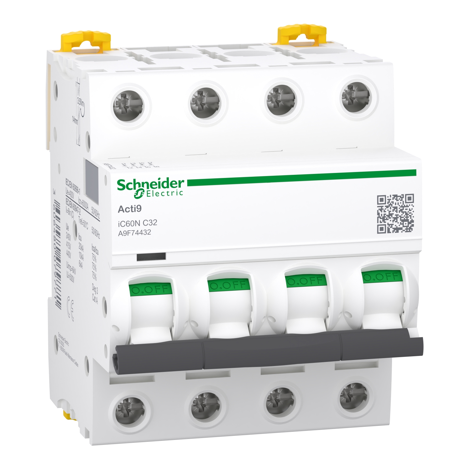 Автоматичен прекъсвач Schneider Electric Acti9 iC60N 4P 32A C 6kA