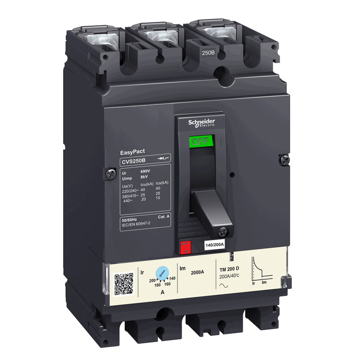 Schneider Electric EasyPact CVS250B Circuit Breaker 200A 3P 25kA LV525302