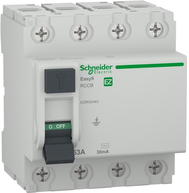 Residual Current Circuit Breaker (RCCB) Easy9 4P 63A Type AC 30mA - Schneider Electric