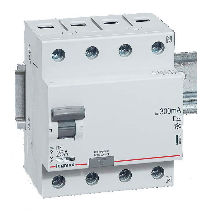 Residual Current Circuit Breaker (RCCB) 4P 25A 300mA Type AC RX3 ID - Legrand