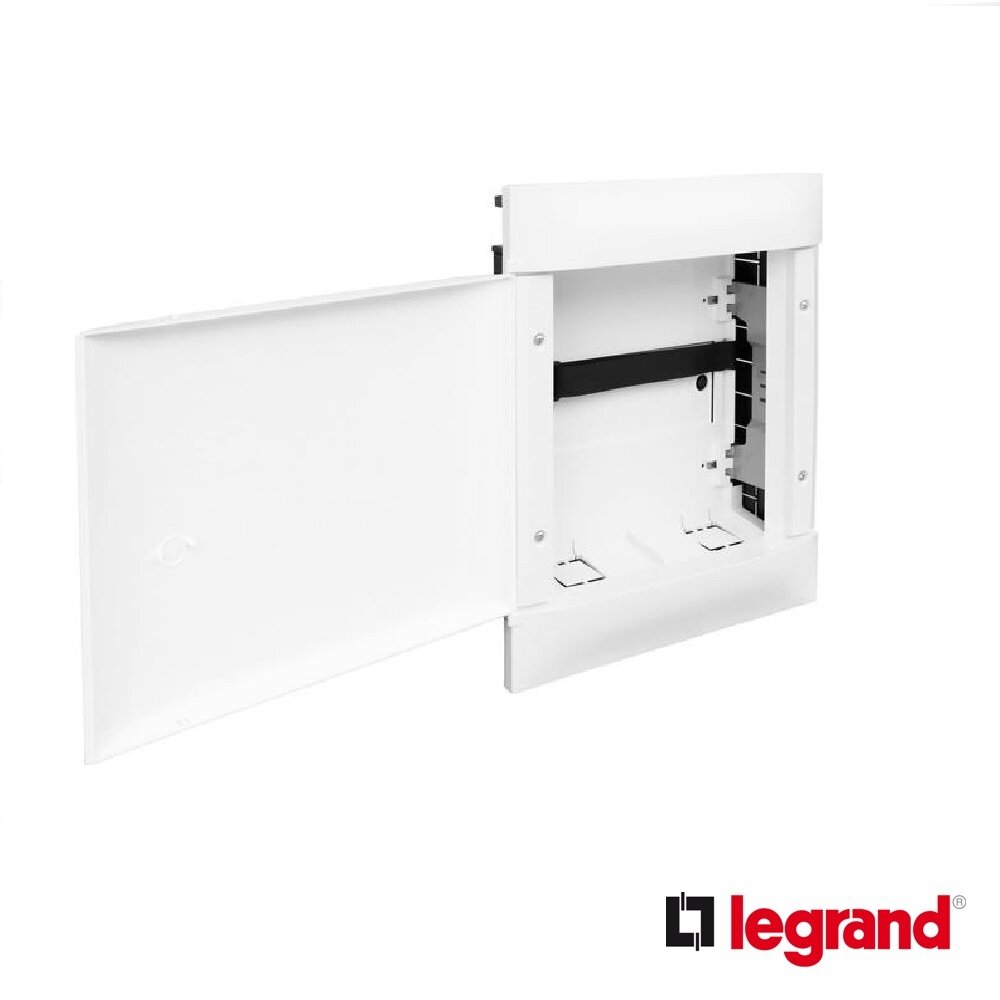 Practibox S multimedia flush-mounting cabinet, 2 rows, white door
